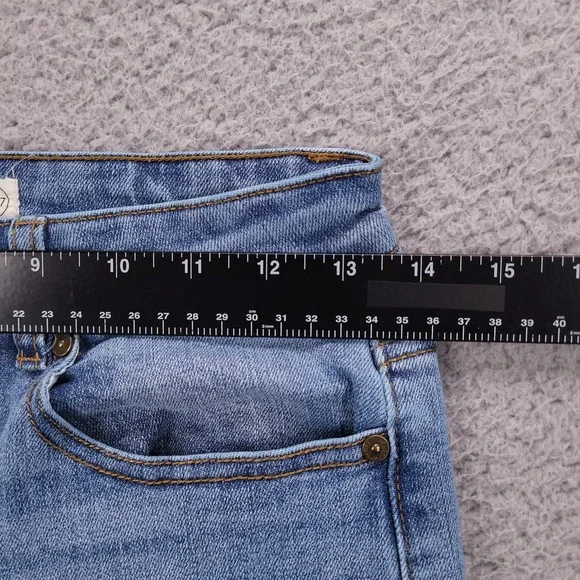 OAT Jeans Size 4/27 Straight Leg High Rise Frayed Hem Medium Wash Denim - Picture 8 of 12